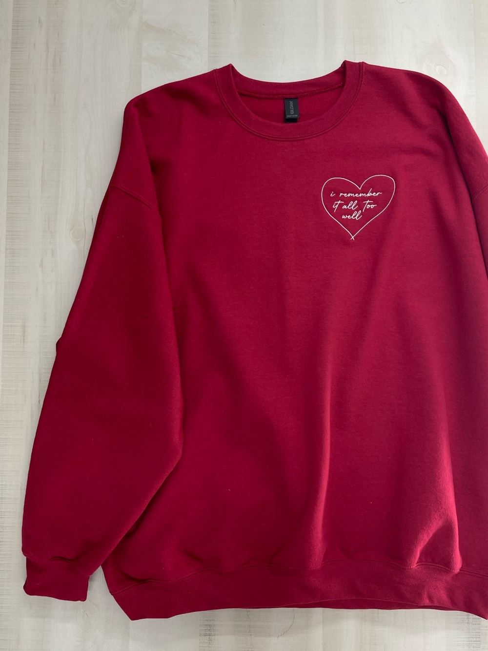 nwot GIRL TRIBE x Taylor Swift all too well embroidered red fleece sweatshirt - Picture 2 of 5